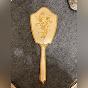 Gold floral handheld mirror with a touch of elegance home #regencyglam
